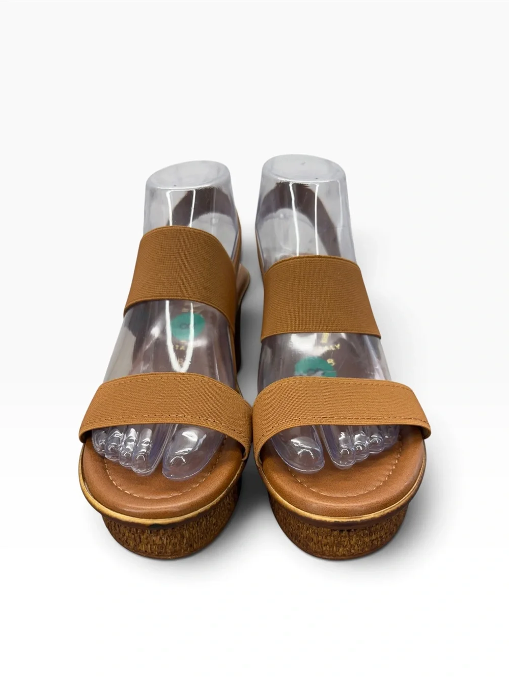 Italian Shoemakers Brown Elastic Strap Wedge Sandals